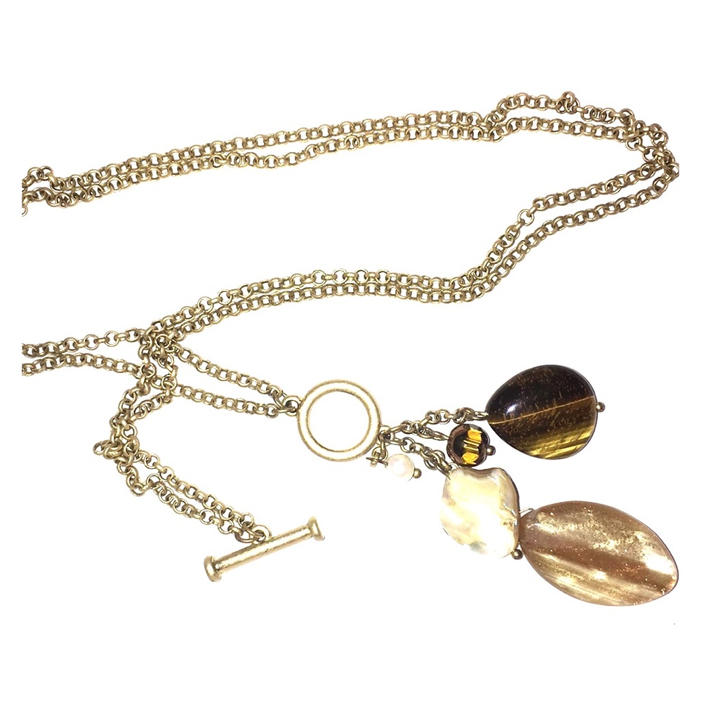 Gold and bronze beaded statement necklace